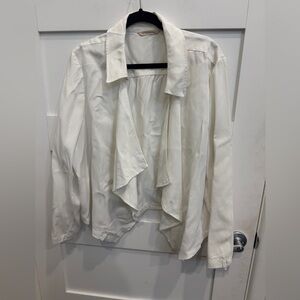 Soft Surroundings Cream Drape Front Blouse